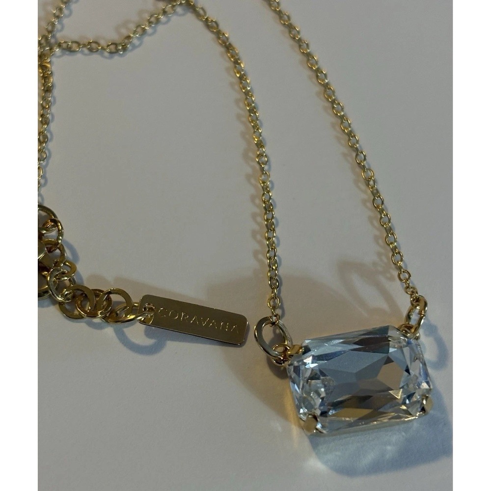 Coravana Drop Necklace Large Crystal Gold Tone Statement Layer Adjustable